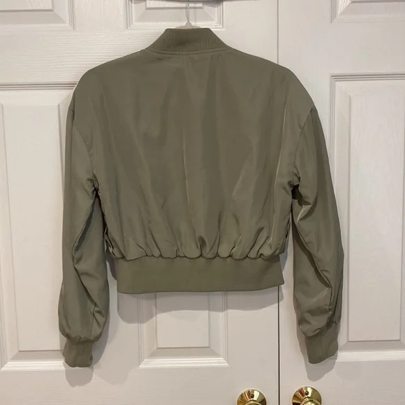 Cropped silk pilot jacket - Picture 2 of 3